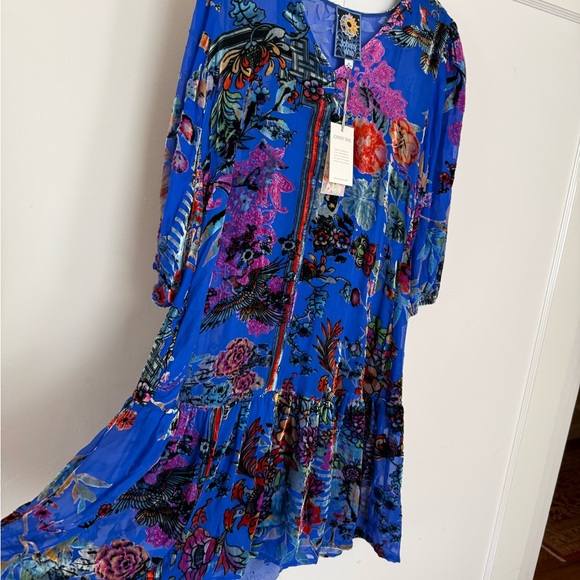 Floral Blue Johnny Was dress - Picture 6 of 10